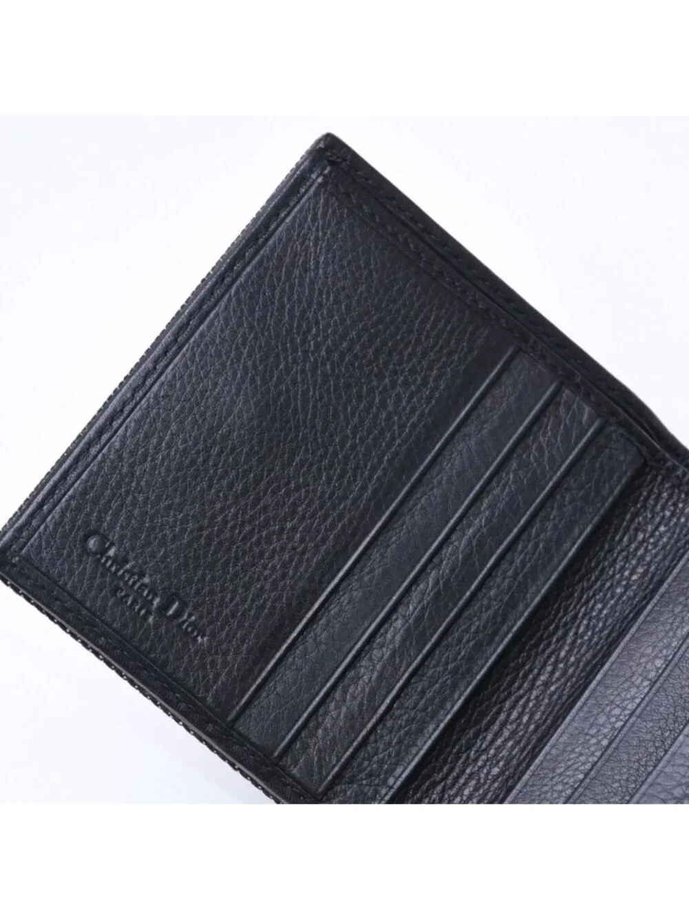 Dior Logo Button Bifold Wallet Denim Black Gray